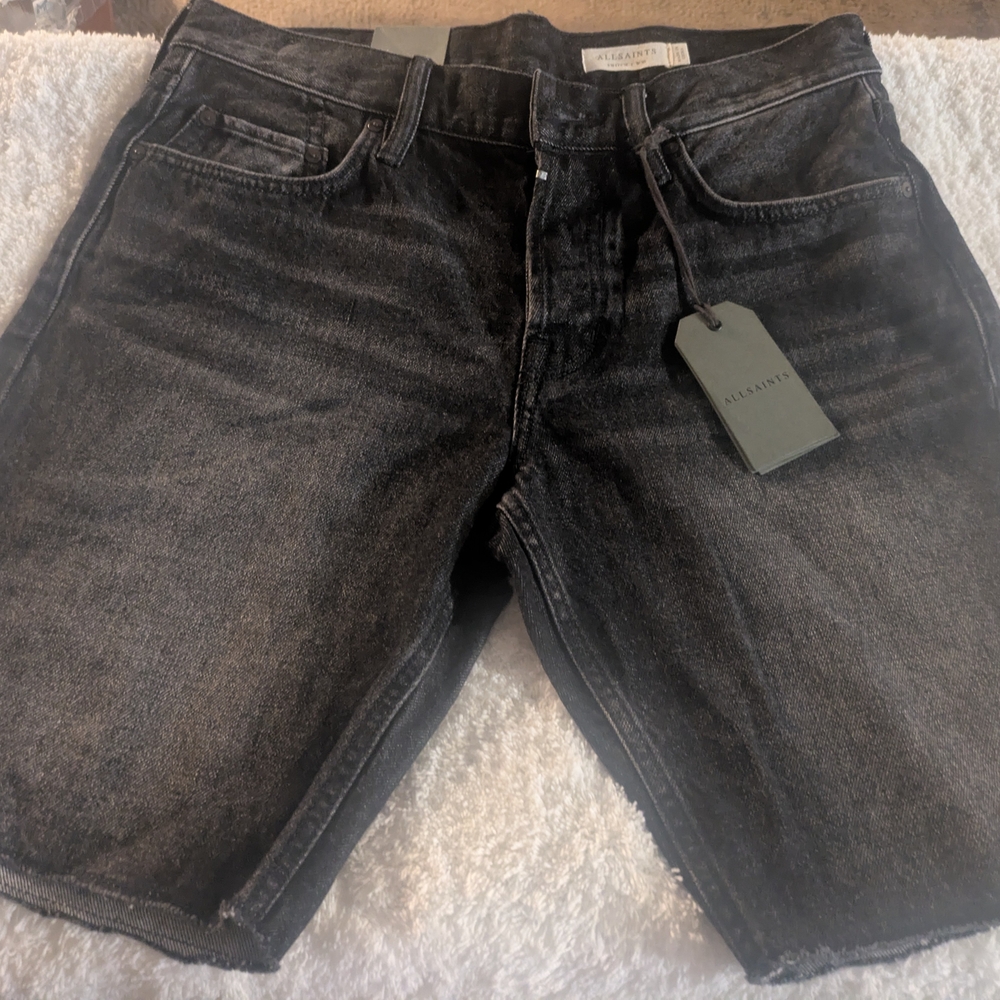 All Saints Black Flat Front Shorts